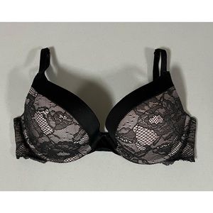 Victoria’s Secret Black Floral Lace Embellished Diamond Bra Lingerie Size 34D 🖤